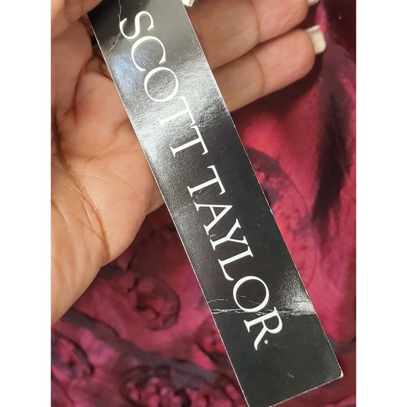 Scott Taylor Women Burgundy Polyester Collared Long Sleeve Buttons Down Shirt M - Picture 8 of 12